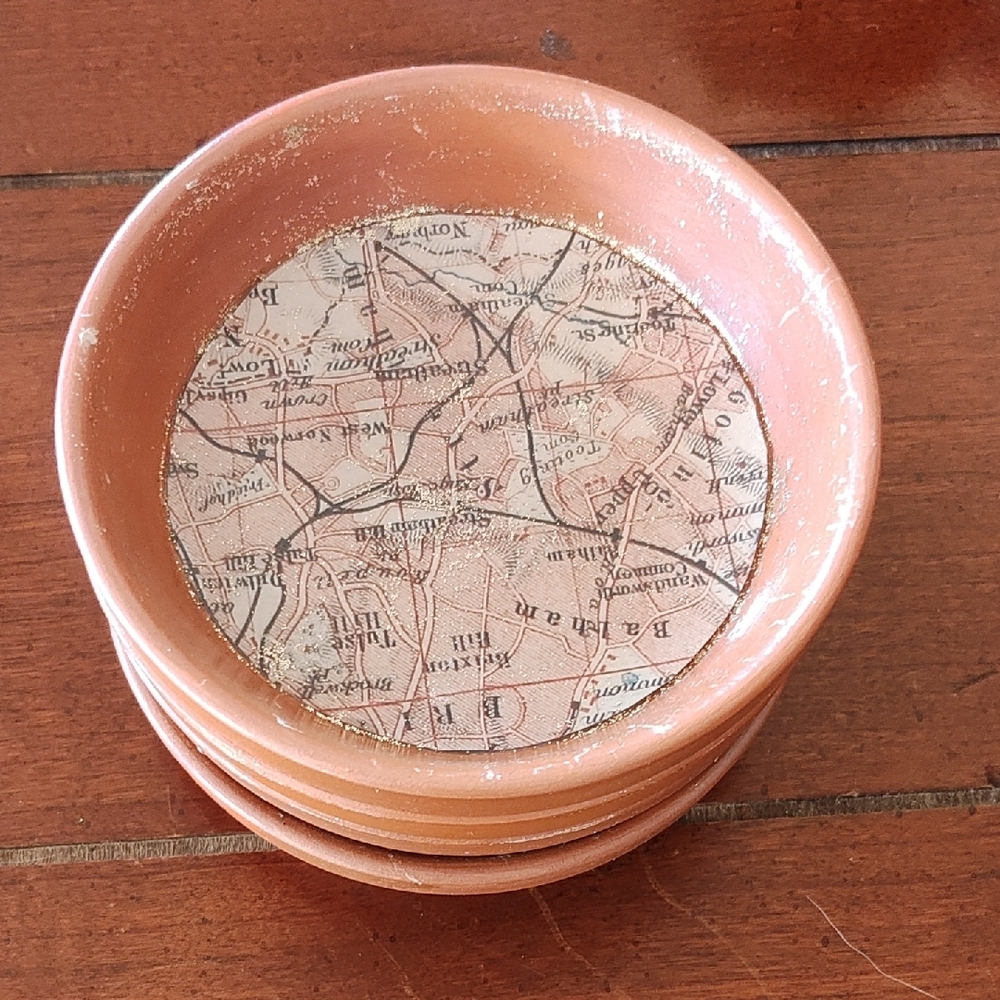 Set of Four Terracotta Map Coasters - Picture 2 of 6